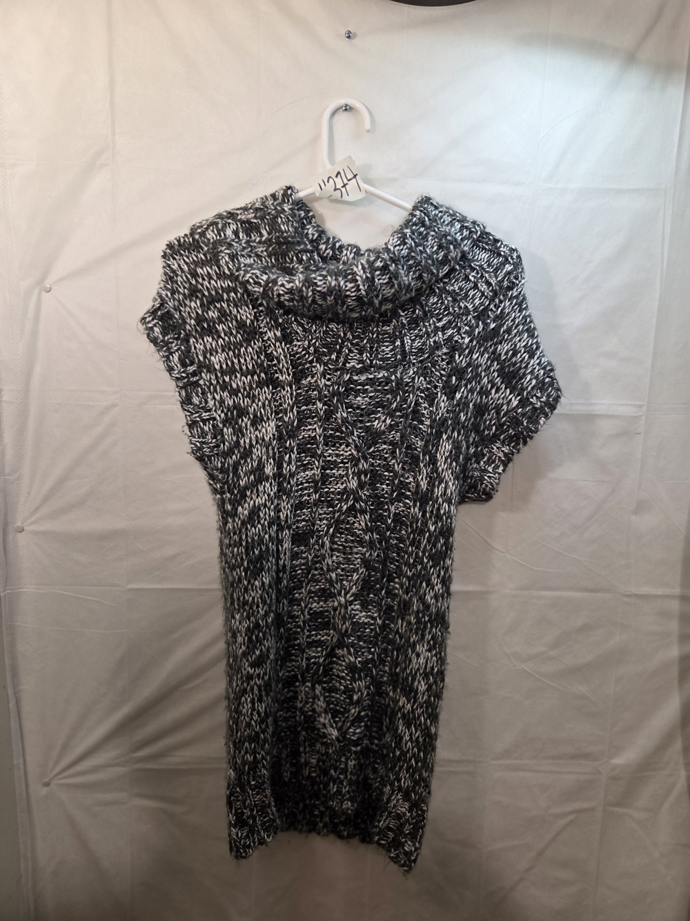 Mudd Black & White Marled Cable Cowl Neck Sweater